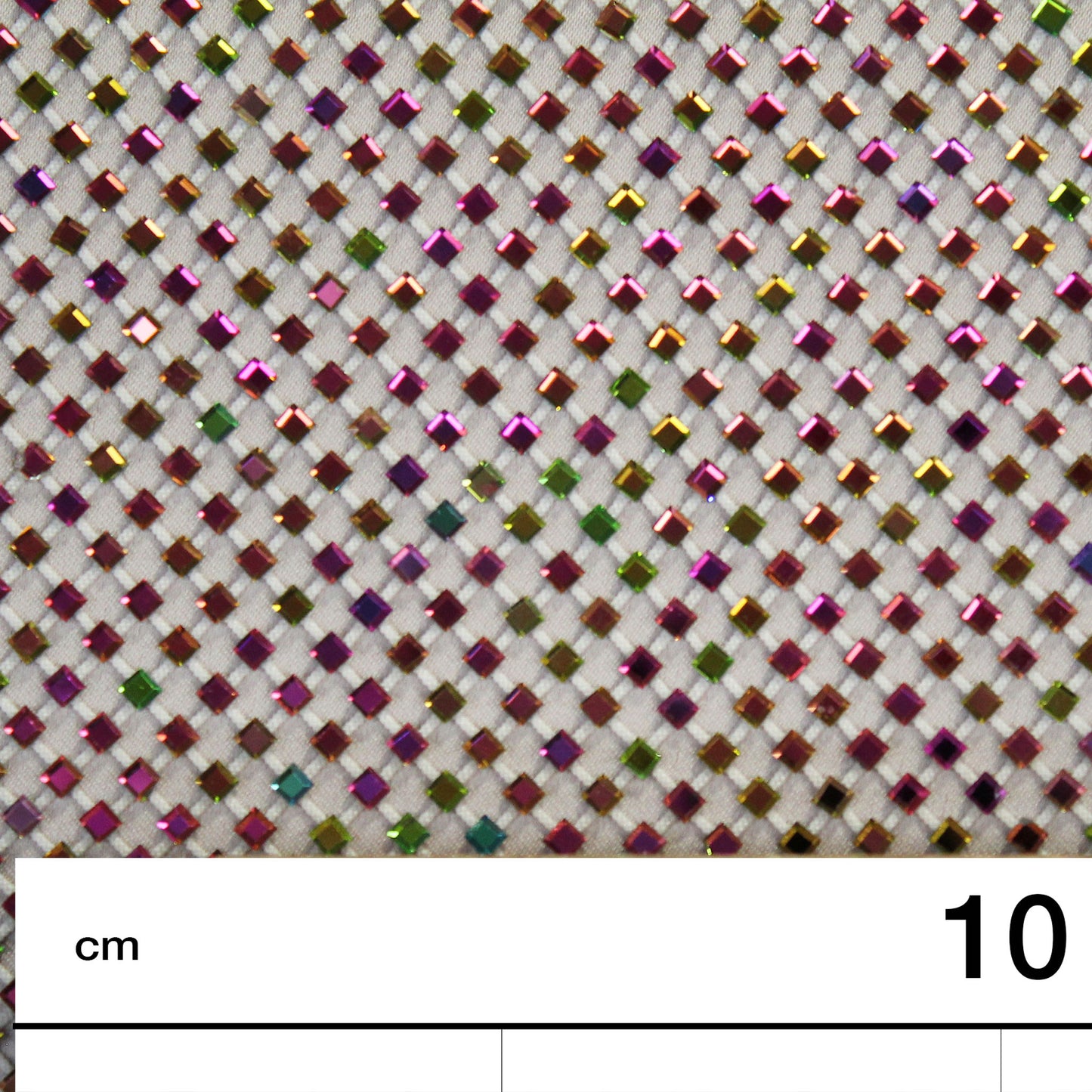 Rainbow Square Rhinestone Mesh