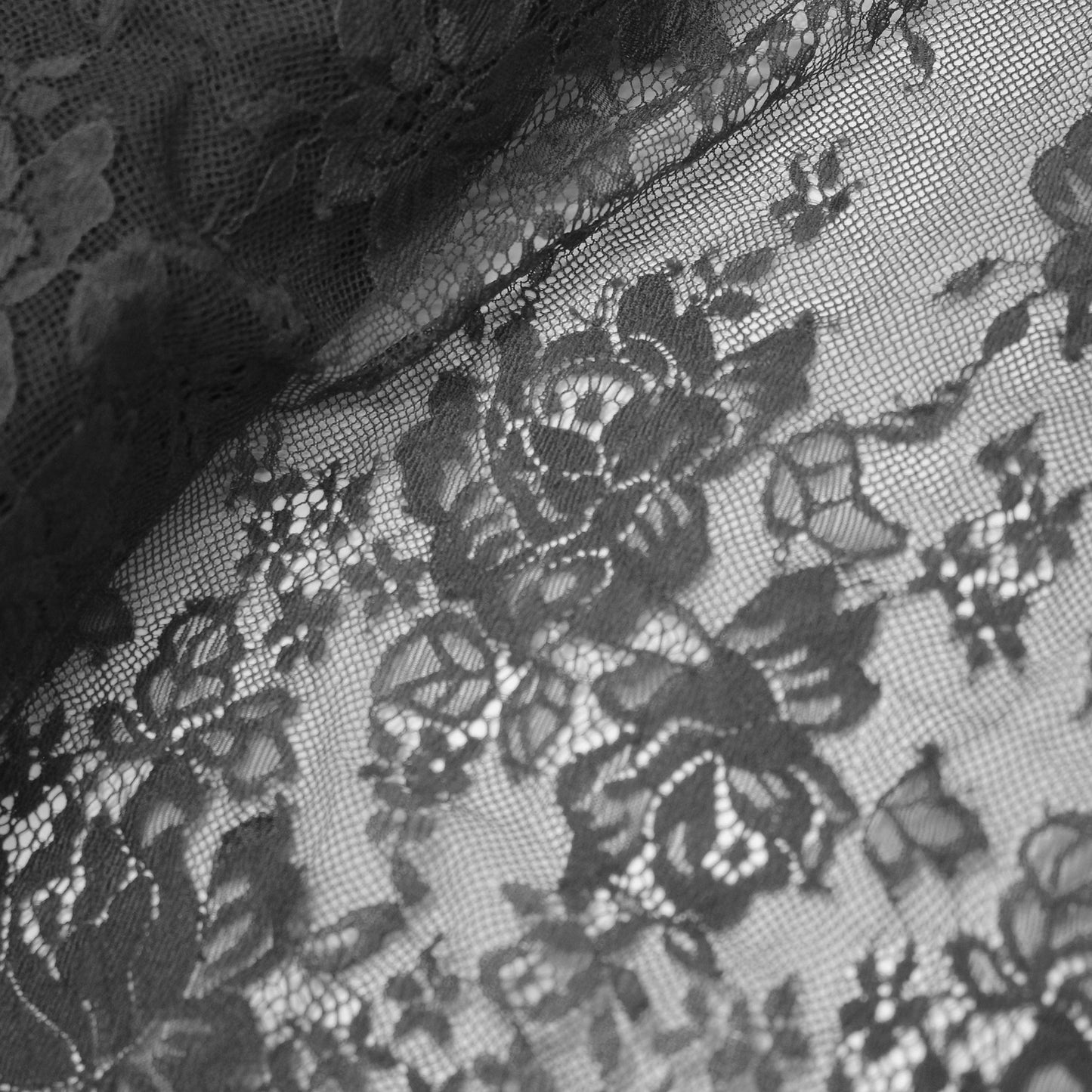 Double Border Chantilly Lace with Flowers (Available in 3m Pieces)