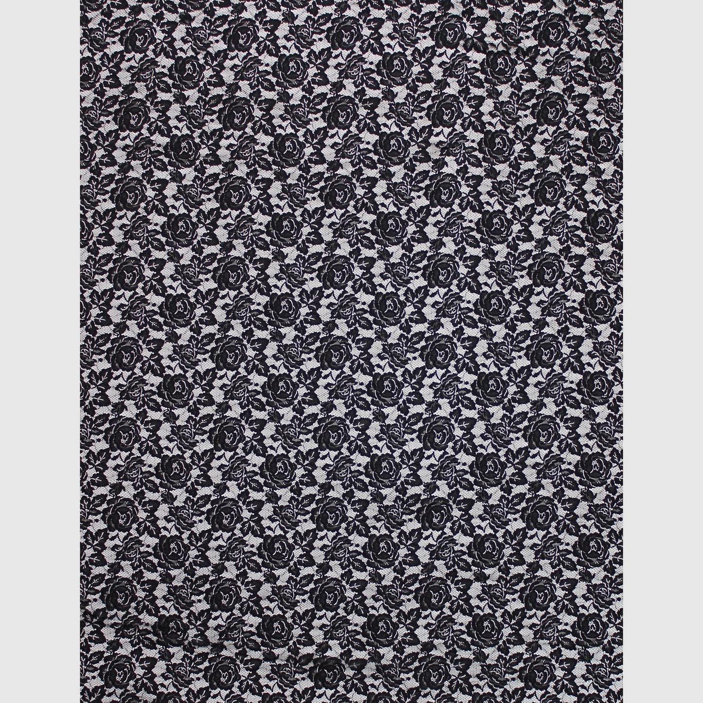 Elasticized Black Chantilly Lace with Flowers