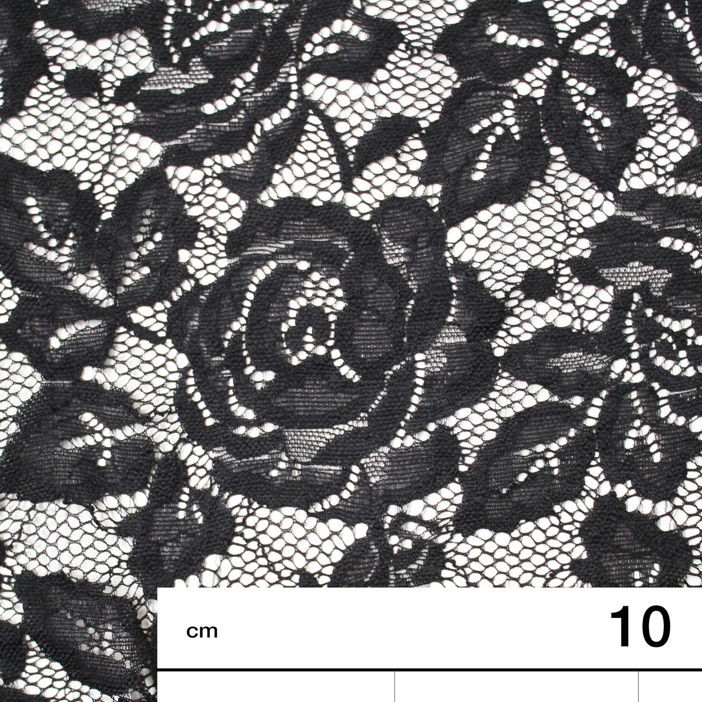 Elasticized Black Chantilly Lace with Flowers