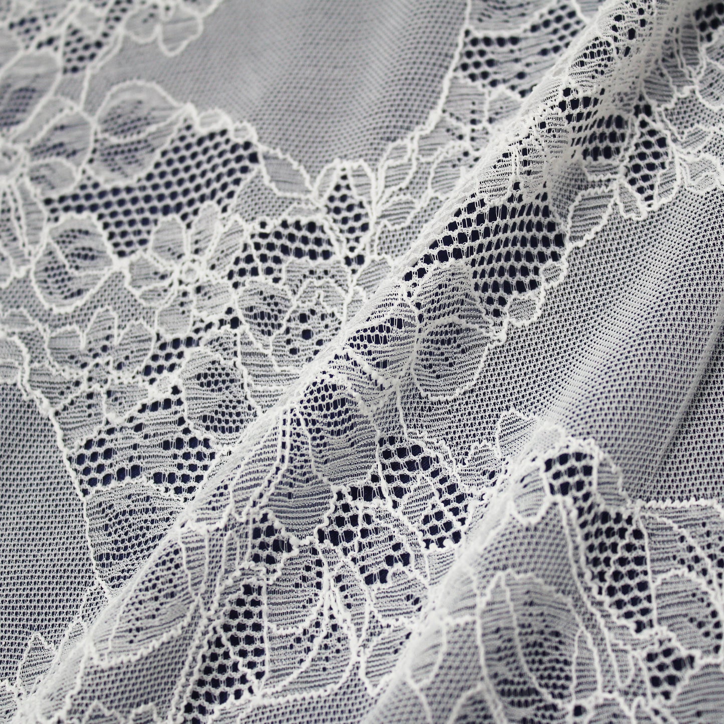 Elasticized Chantilly Lace with Roses and Flower Petals