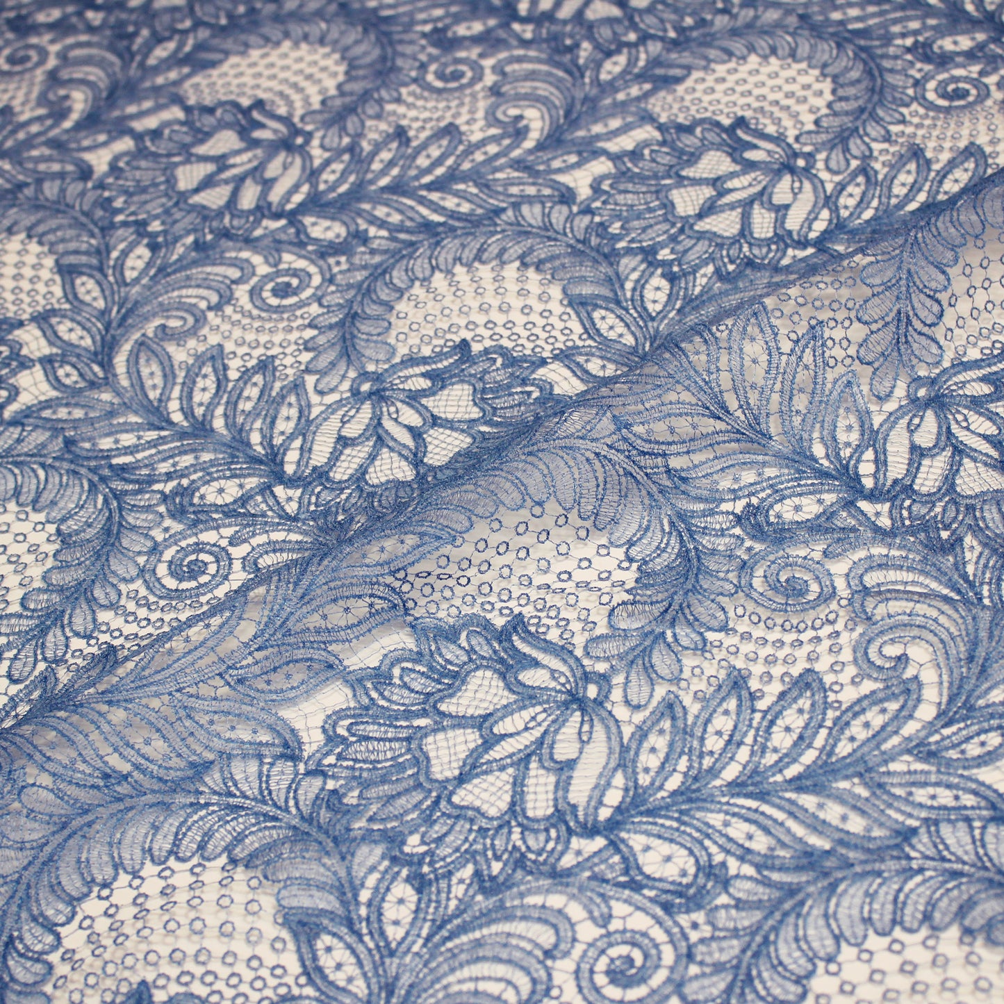 Double Border Embroidered Lace with Flowers and Leaves
