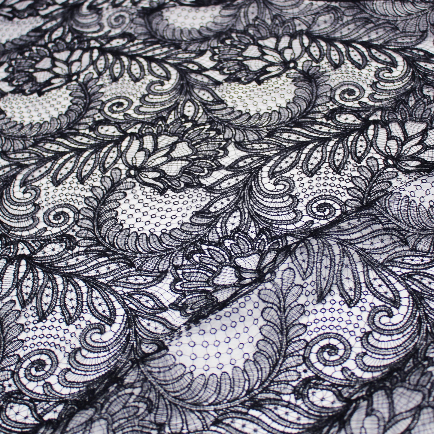 Double Border Embroidered Lace with Flowers and Leaves