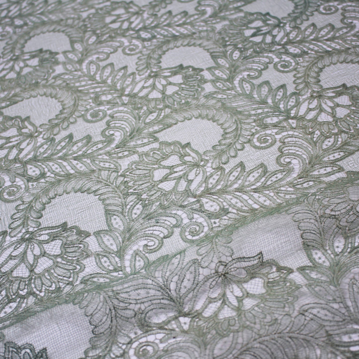 Double Border Embroidered Lace with Flowers and Leaves