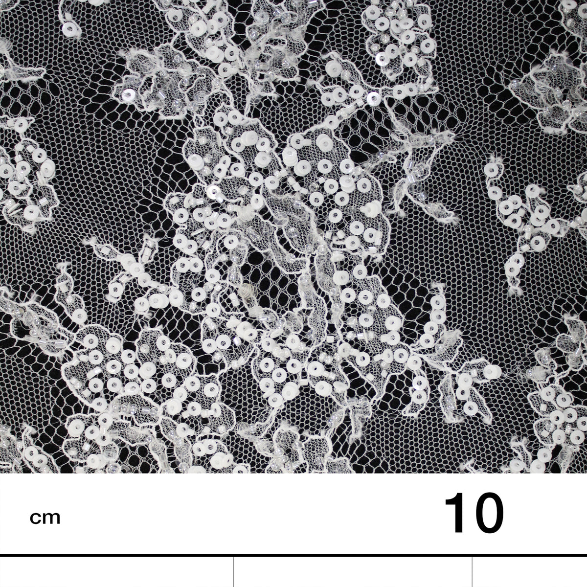 Haute Couture French Lace | Bridal All-Over Embroidered Lace with Sequins, Seed Beads, Floral Motifs & Double Border | FRI3653