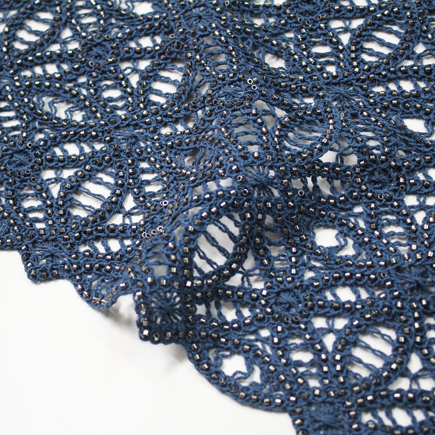 Macramé Lace with Geometric Pattern and Corals