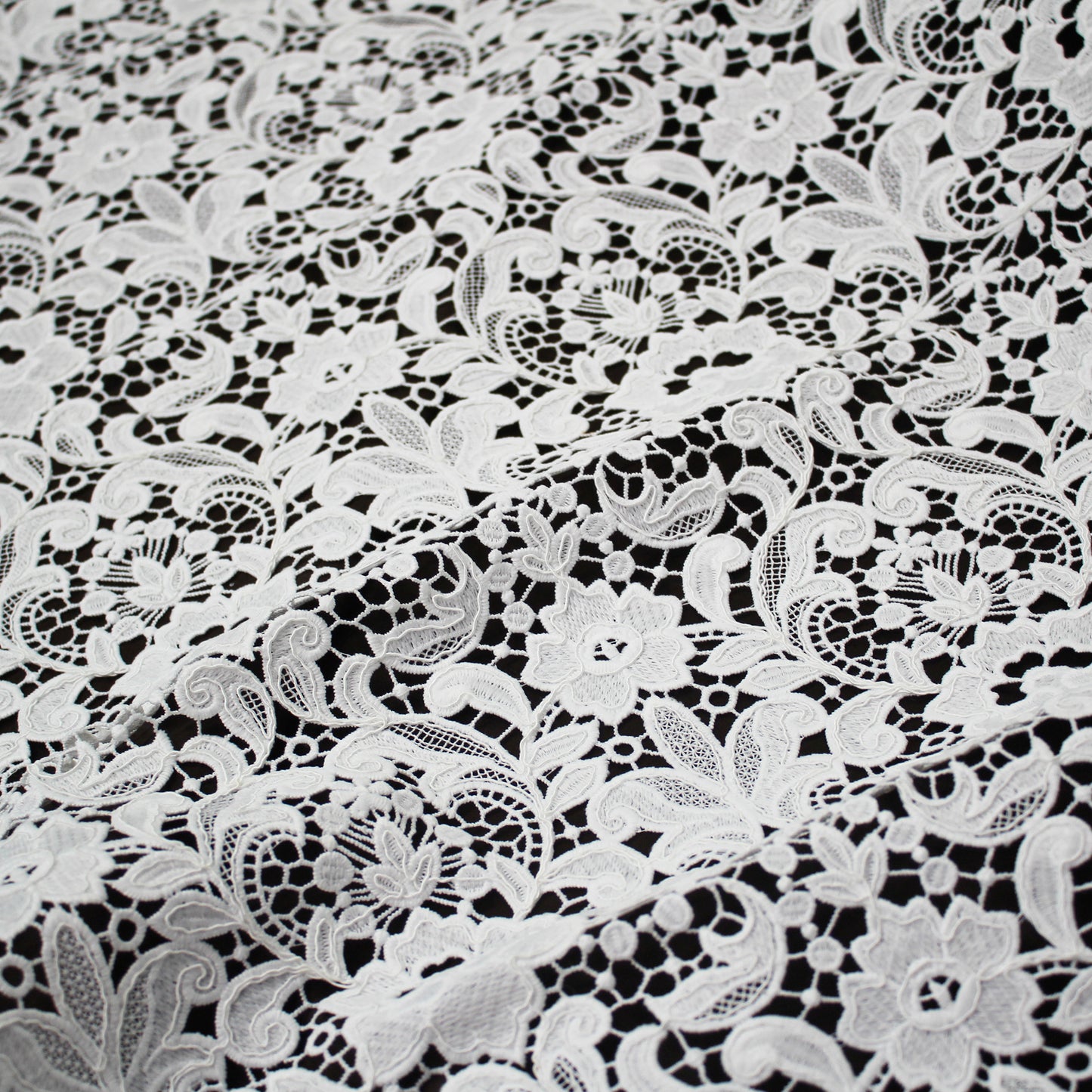 Embroidered and Rebrode Macramé Lace with Flowers
