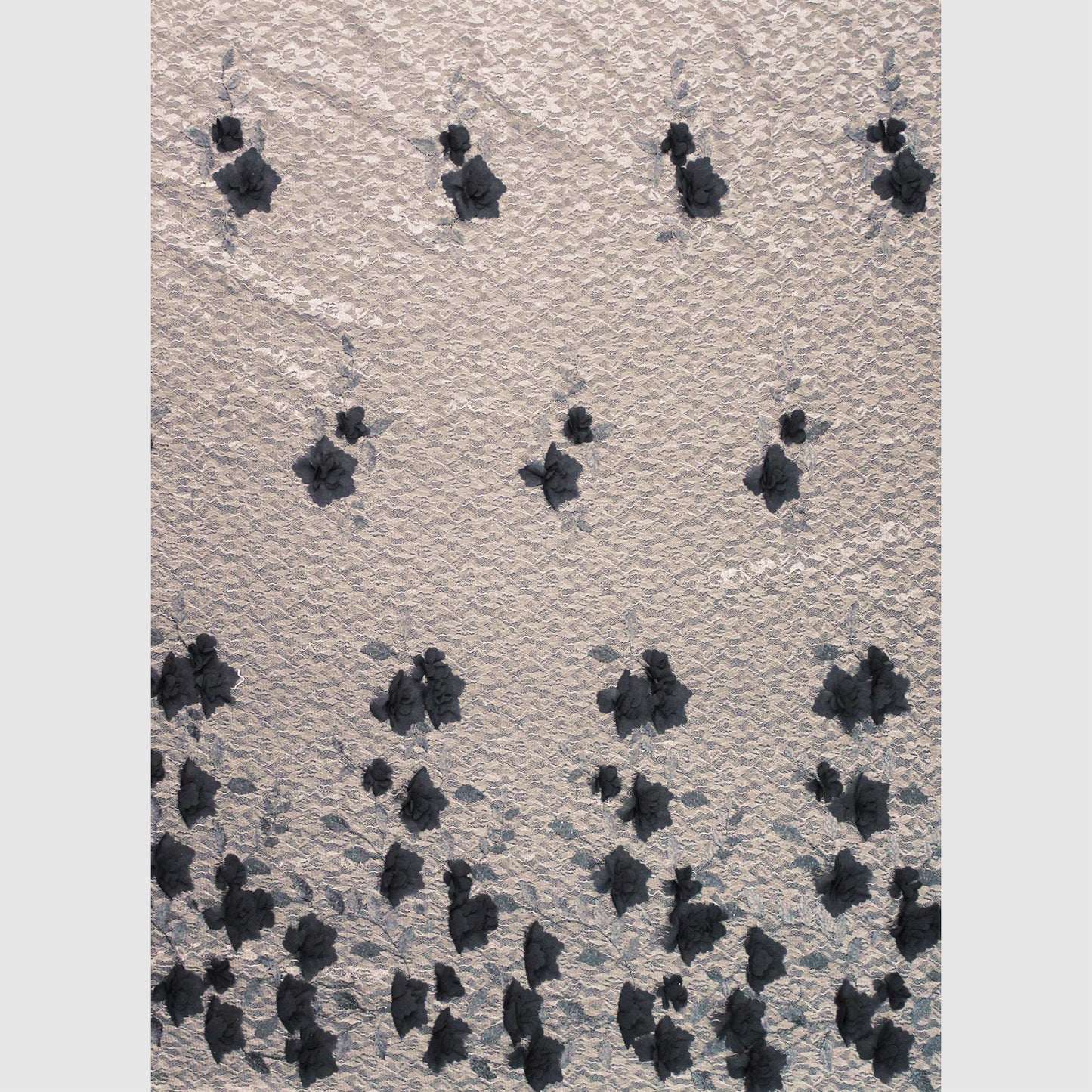 Pizzo Nude Ricamato con Fiori in Georgette 3D