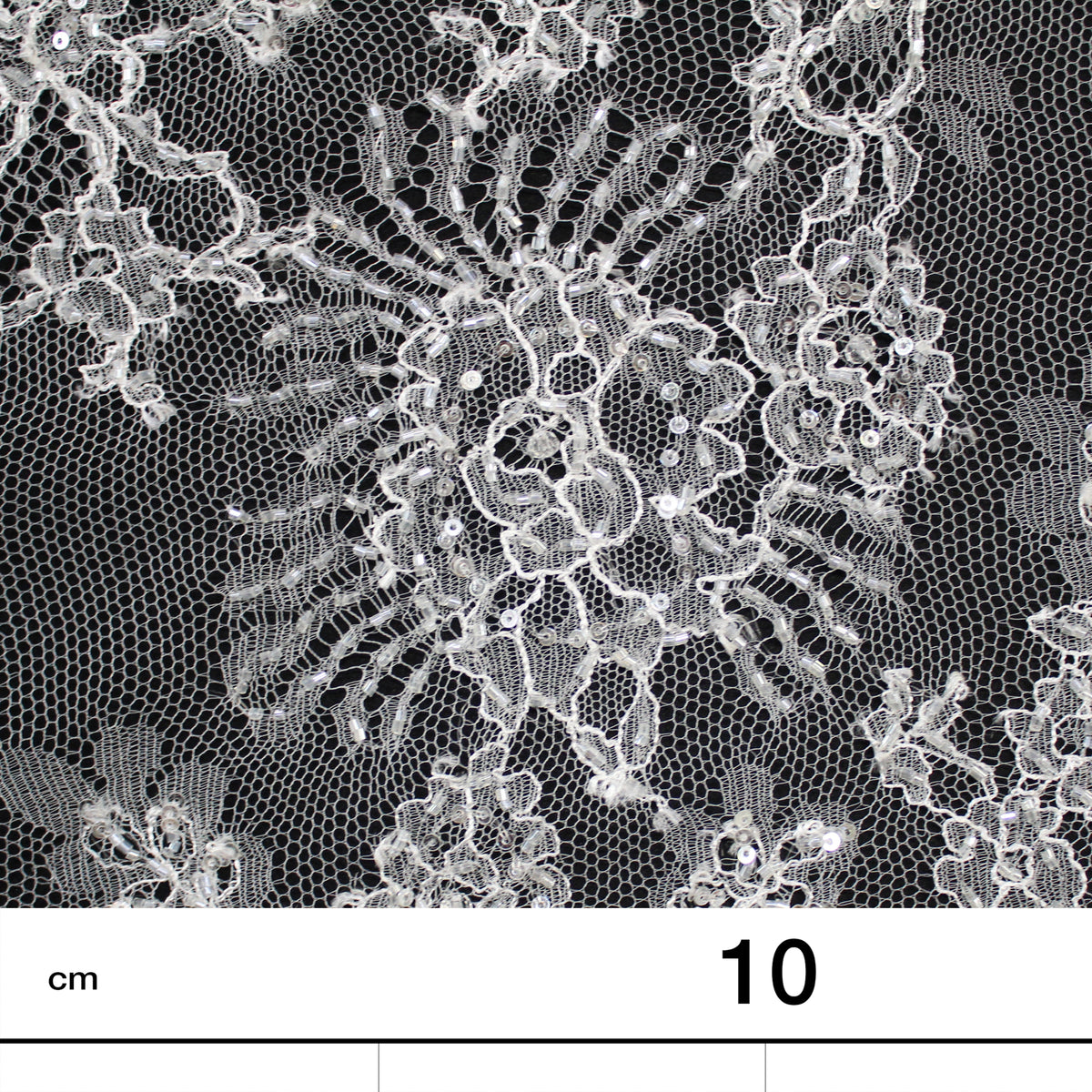 Haute Couture Lace | Bridal Ombré Embroidered Lace with Seed Beads, Sequins, All-Over Floral & Double Scallop | FRI625