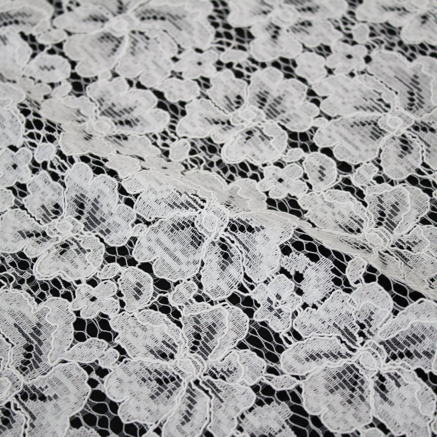 Pizzo Rebrodato | Fiori a Campo Pieno | Doppio Smerlo | H 140 cm | FW1594/A