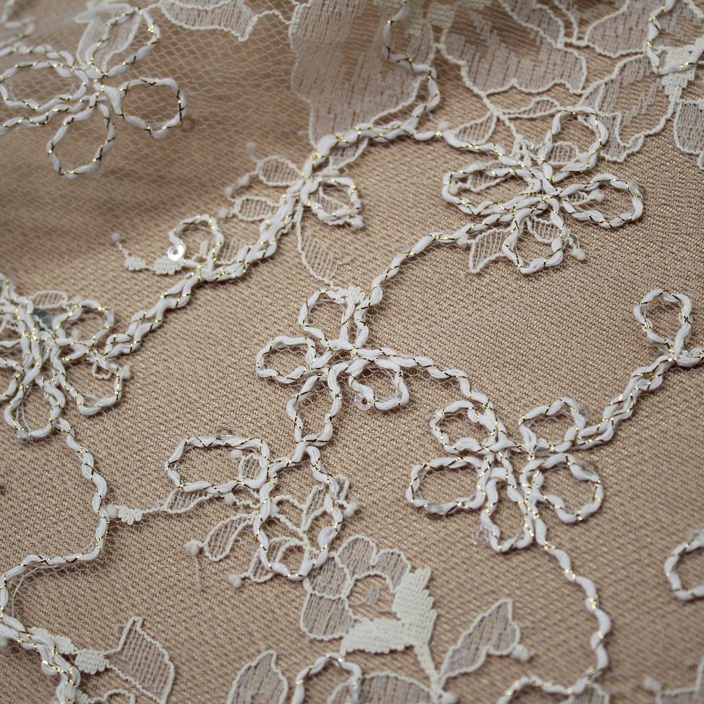 Rebroidered Lurex Lace with Paillettes