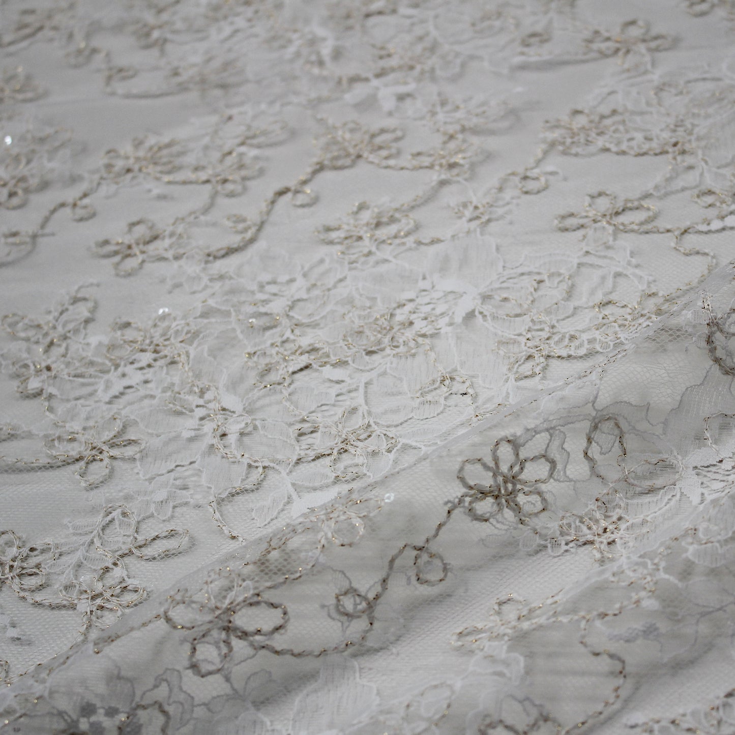 Rebroidered Lurex Lace with Paillettes