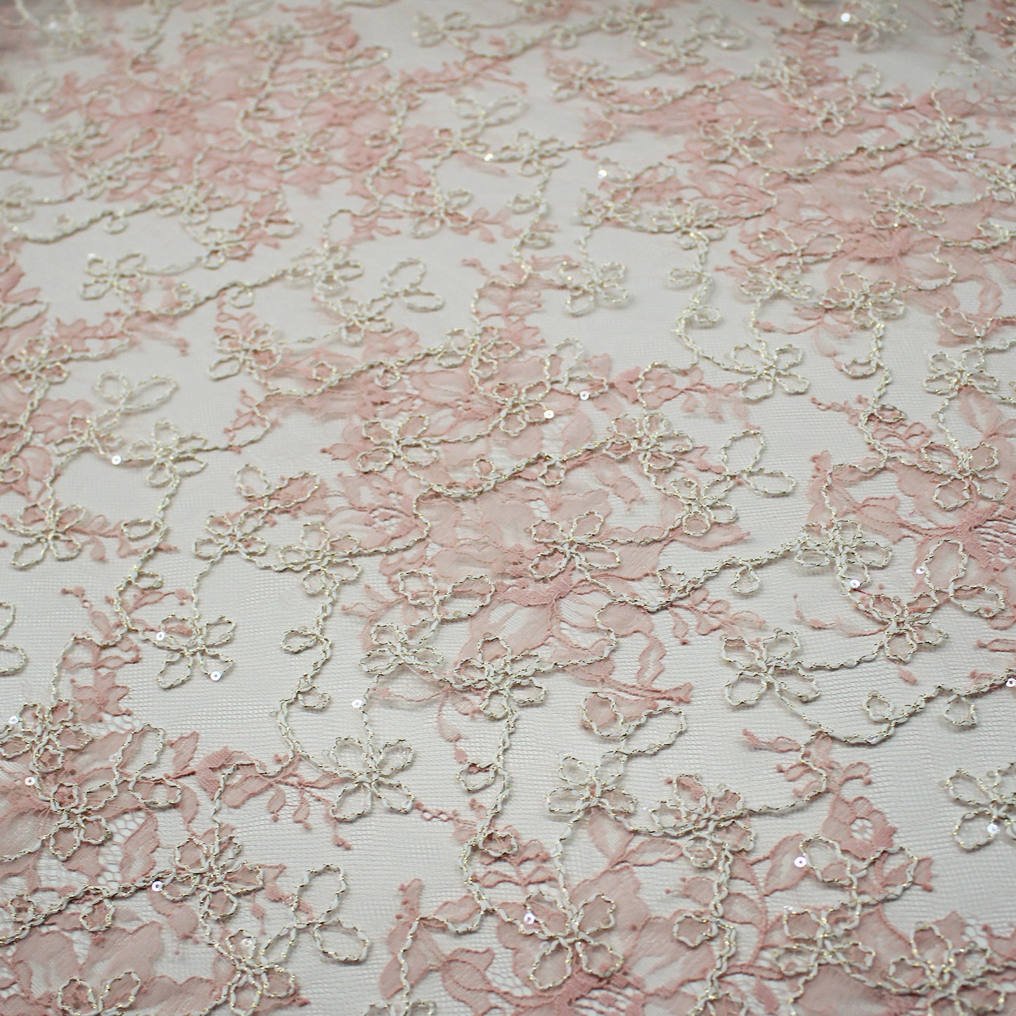 Rebroidered Lurex Lace with Paillettes