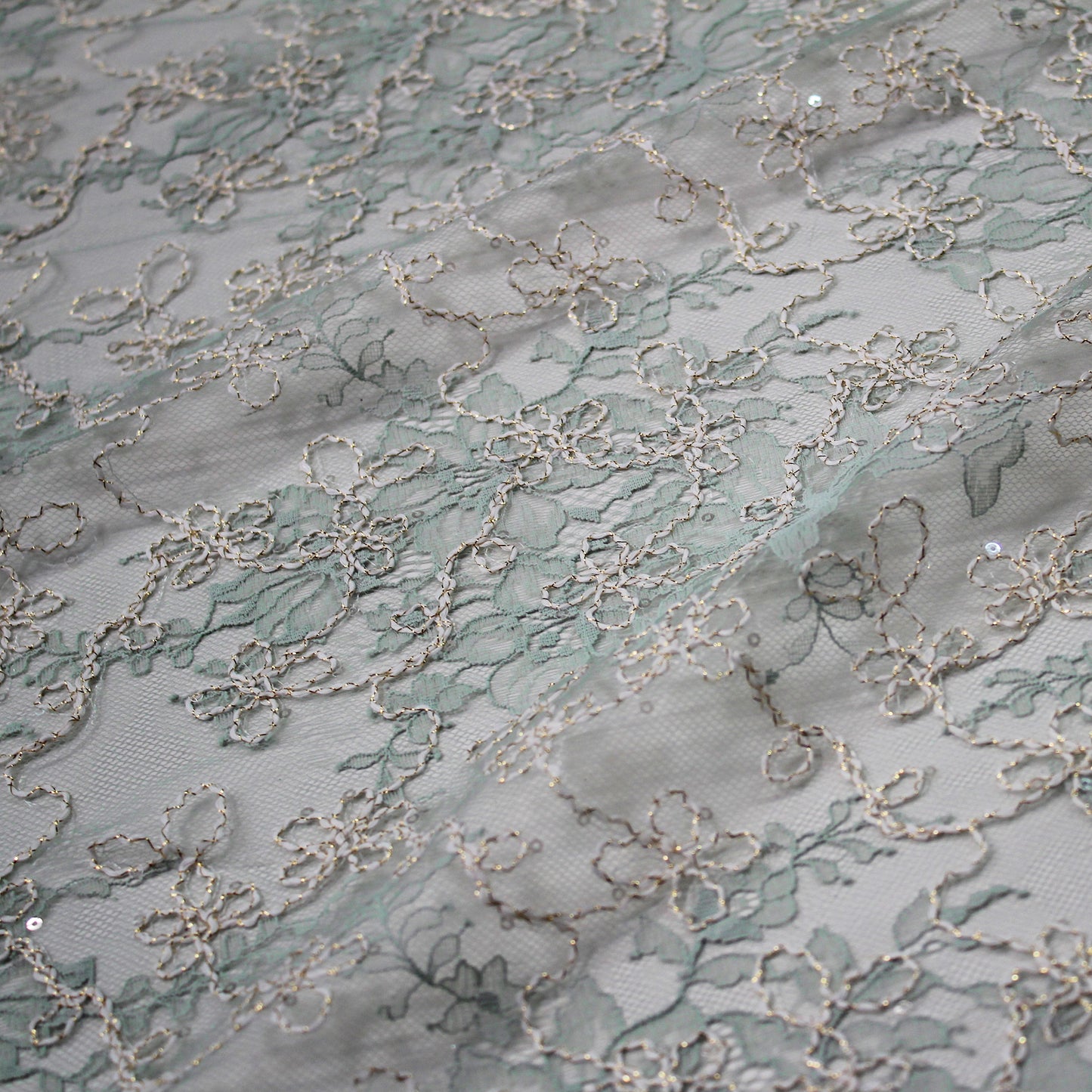 Rebroidered Lurex Lace with Paillettes