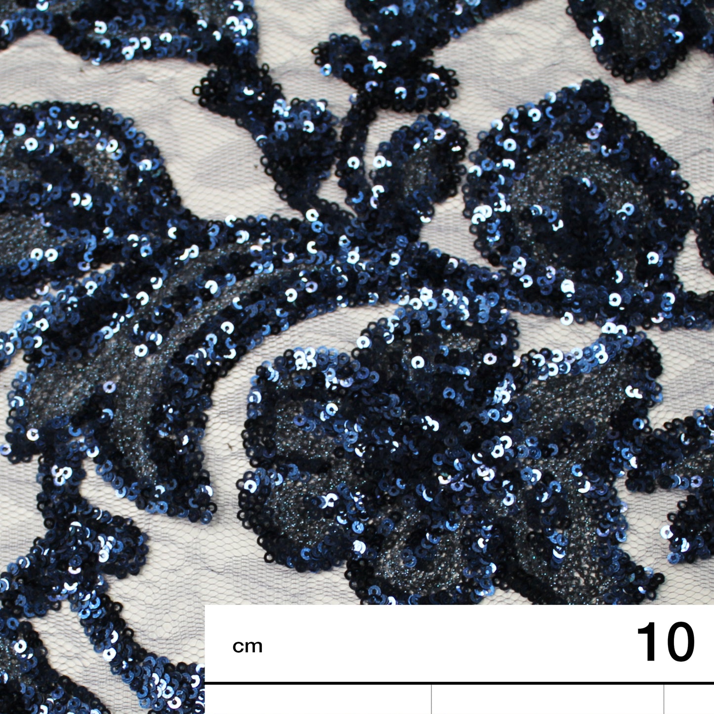 Embroidered Lace with Iridescent and Glossy Sequin Flowers