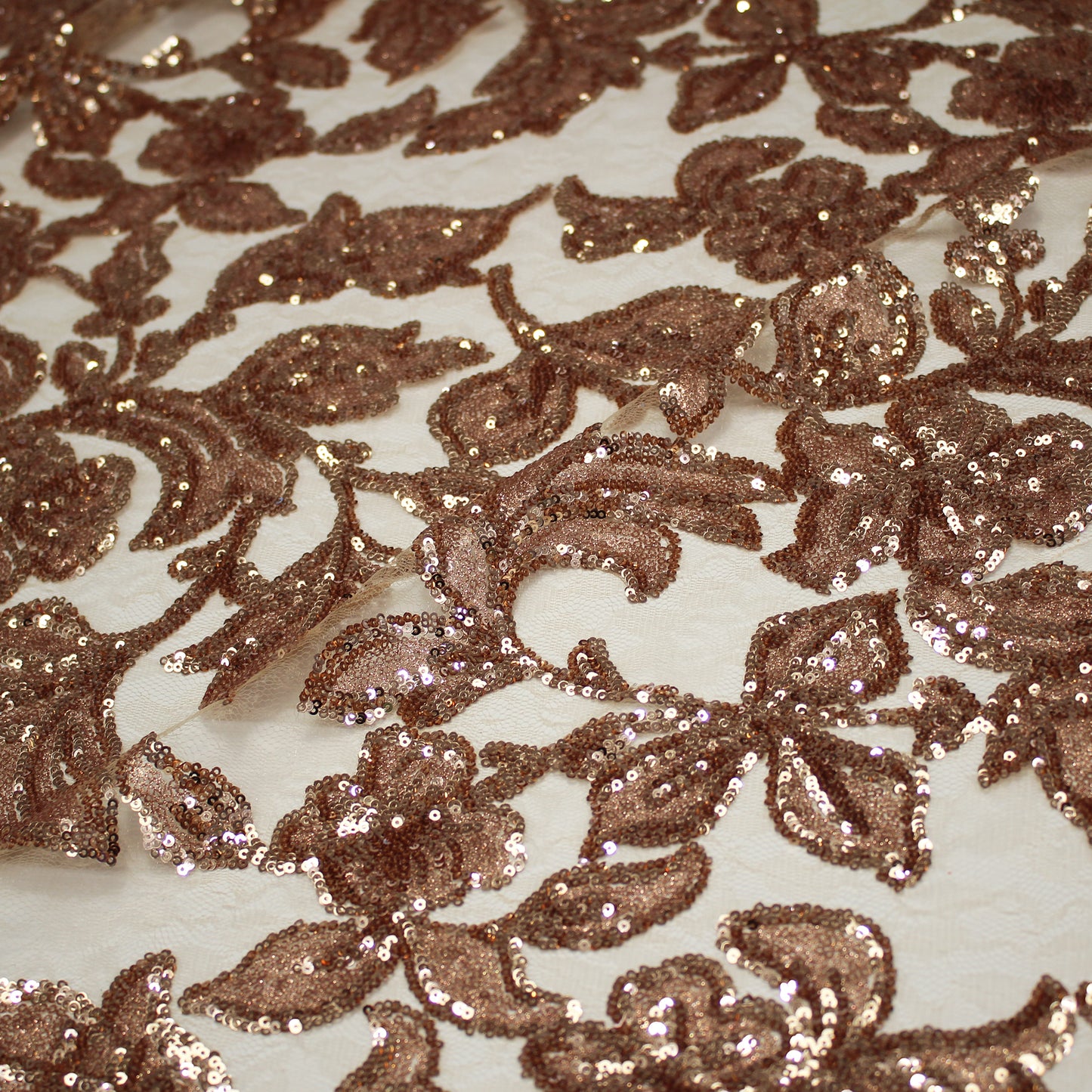 Embroidered Lace with Iridescent and Glossy Sequin Flowers