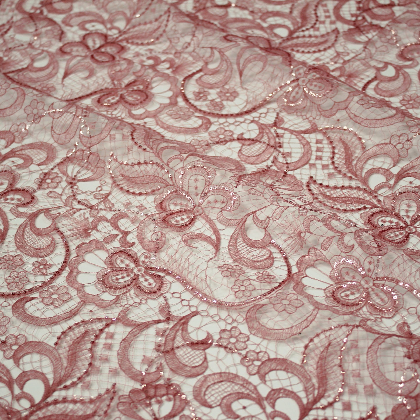 Embroidered Lace with Flowers and Paillettes