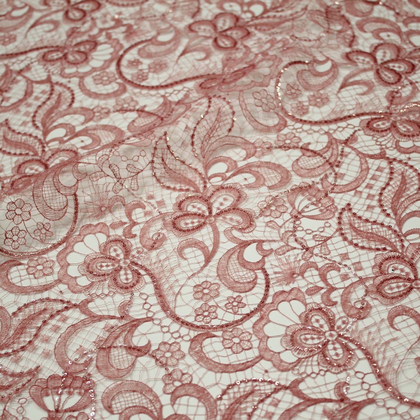 Embroidered Lace with Flowers and Paillettes