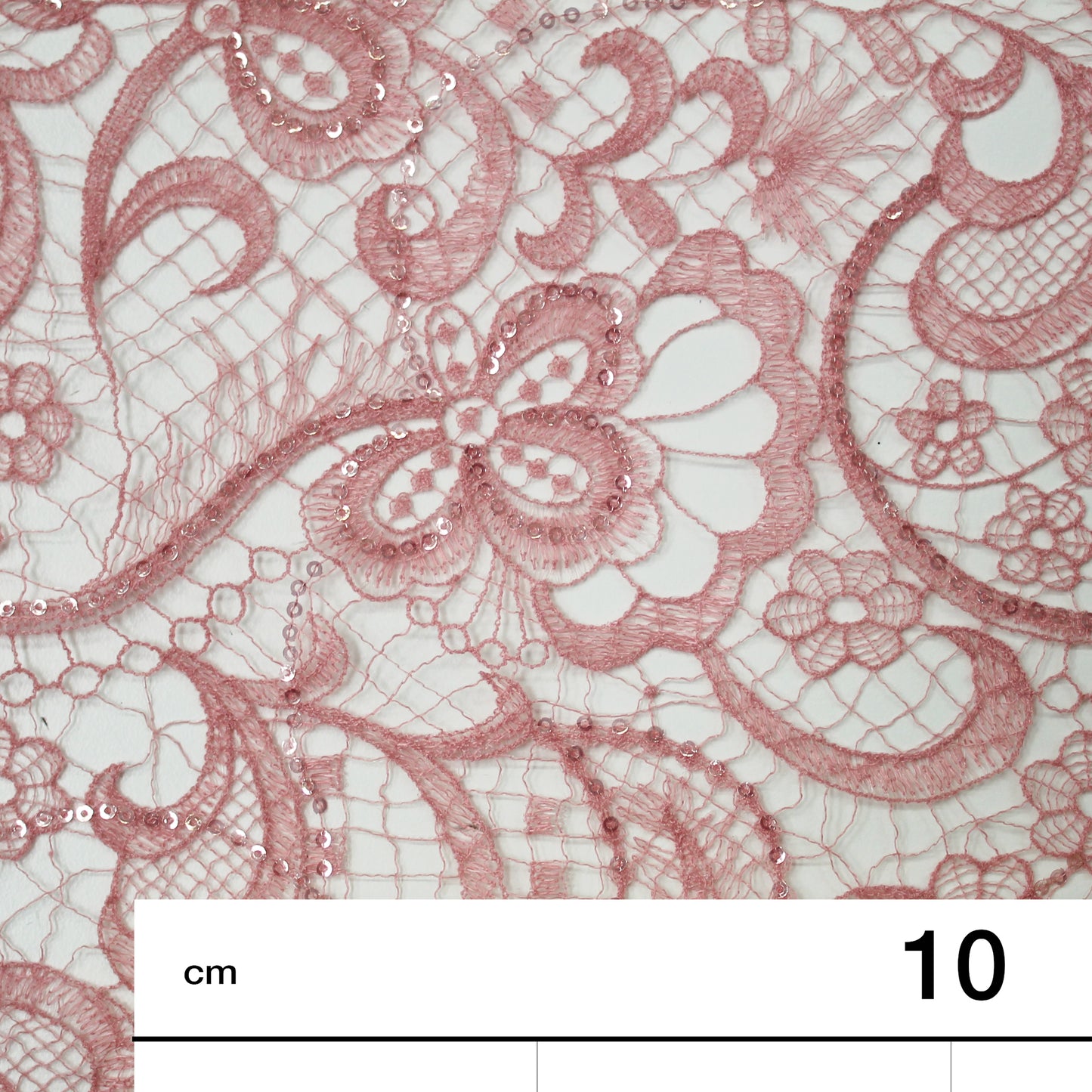 Embroidered Lace with Flowers and Paillettes