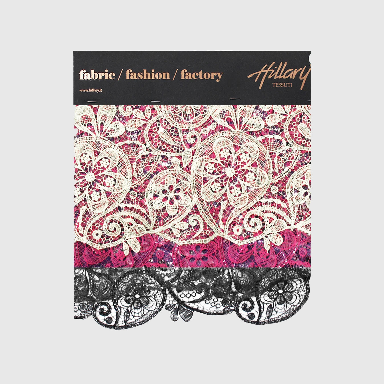 Cartella Rete Doppio Bordo Effetto Pizzo Ricamata con Paisley e Paillettes