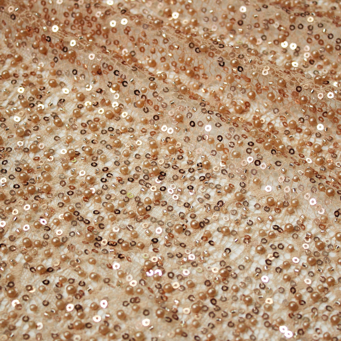 Embroidered Netting with Paillettes and Beads in Tonal Full Coverage