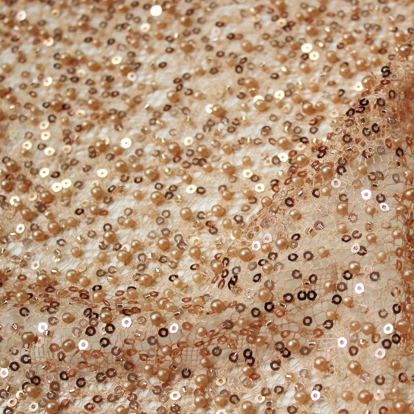 Embroidered Netting with Paillettes and Beads in Tonal Full Coverage
