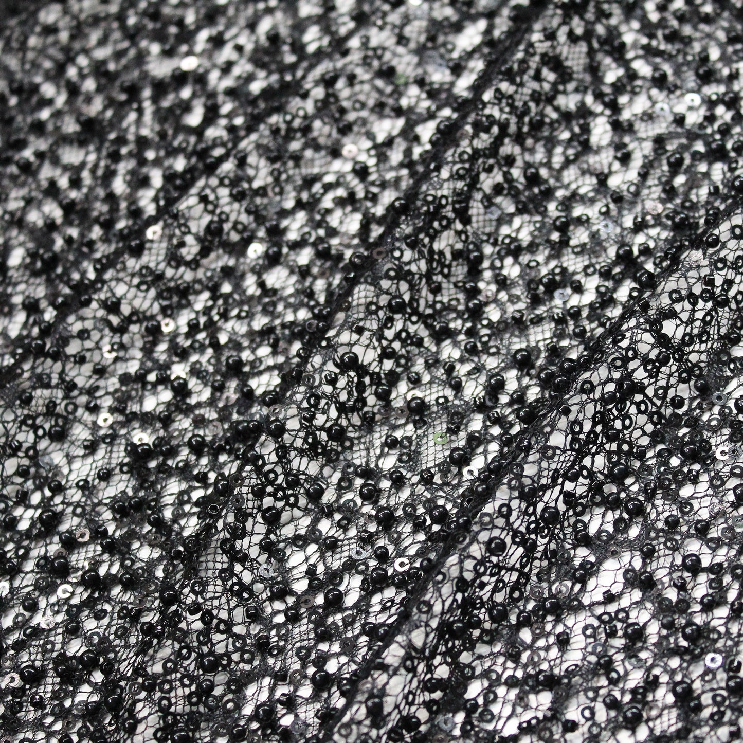 Embroidered Netting with Paillettes and Beads in Tonal Full Coverage