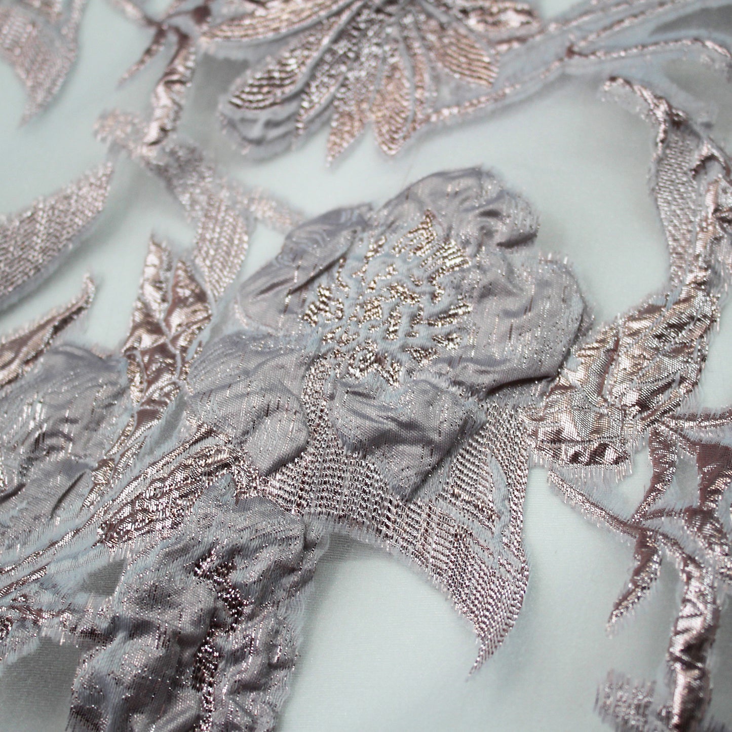 Brocade Fabric with Organza Base and Flowers