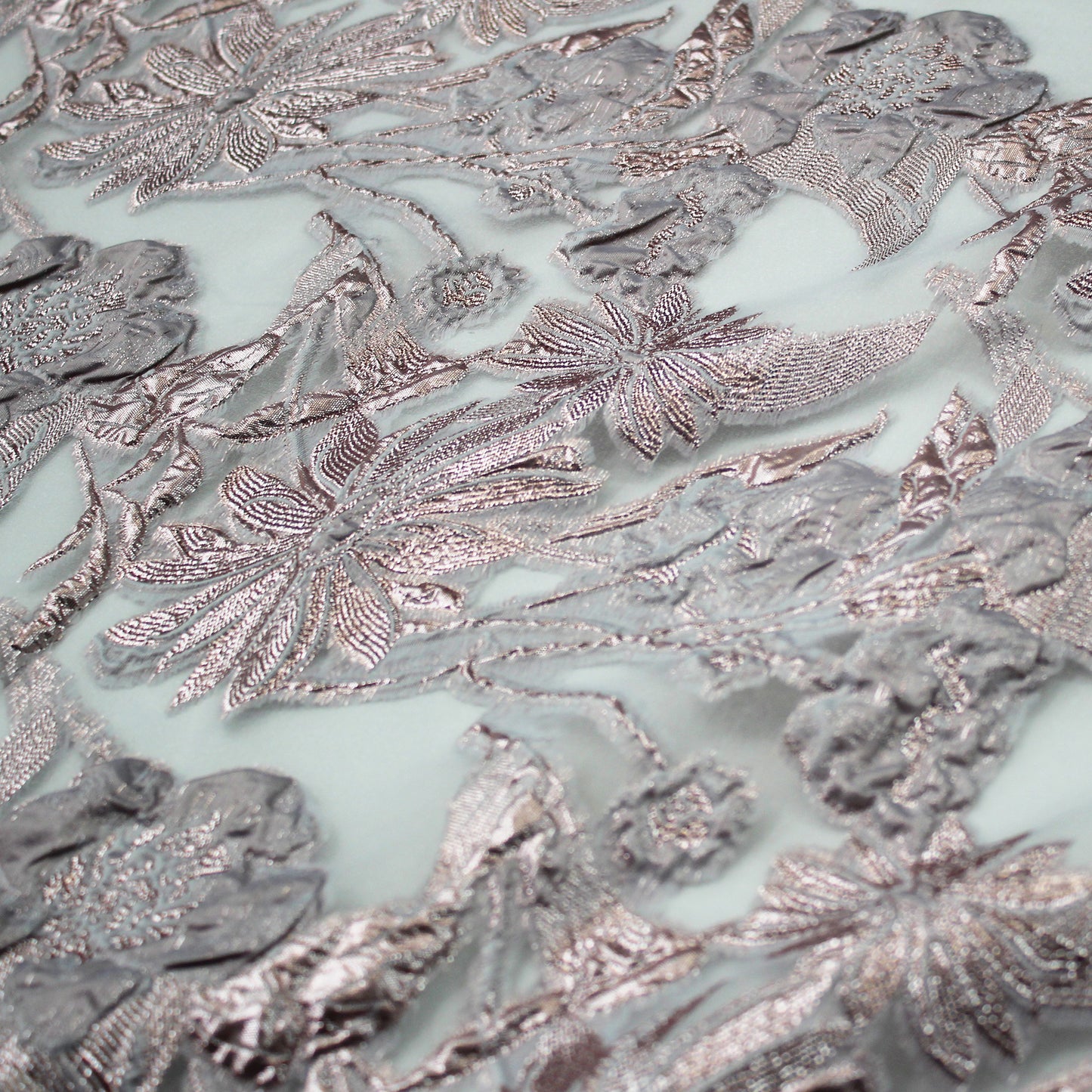 Brocade Fabric with Organza Base and Flowers