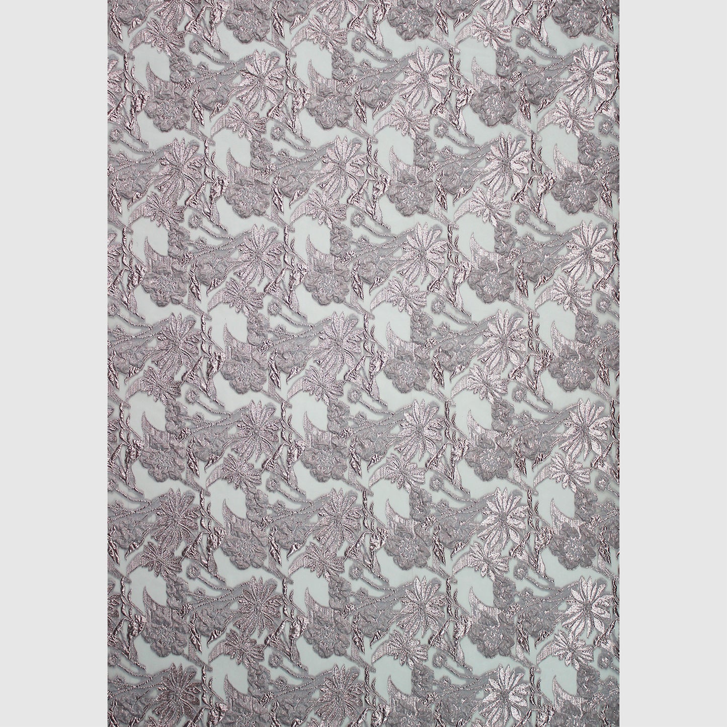 Brocade Fabric with Organza Base and Flowers