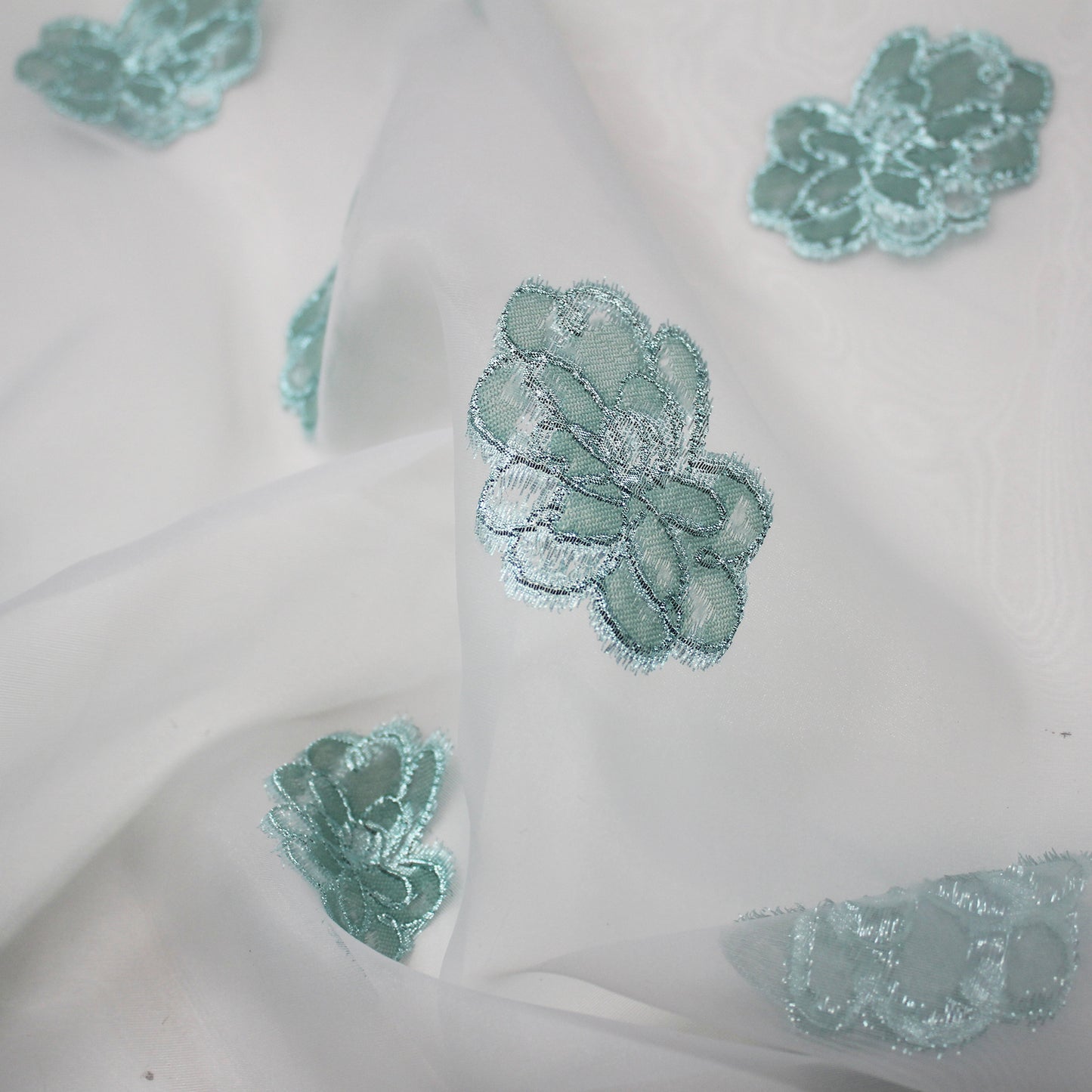 Brocade Fabric with Organza Base and Scattered Flowers
