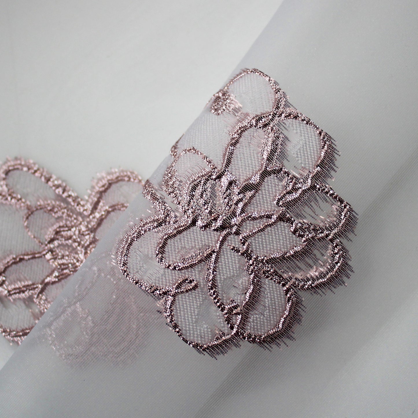 Brocade Fabric with Organza Base and Scattered Flowers