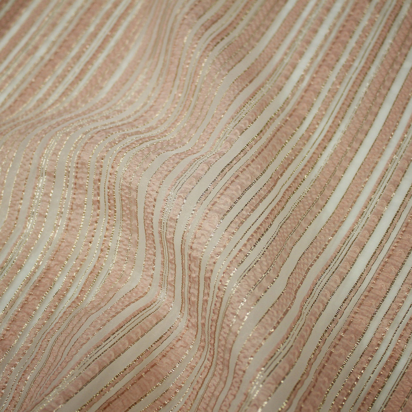 Brocade Fabric with Organza Base and Stripes & Regular Lines