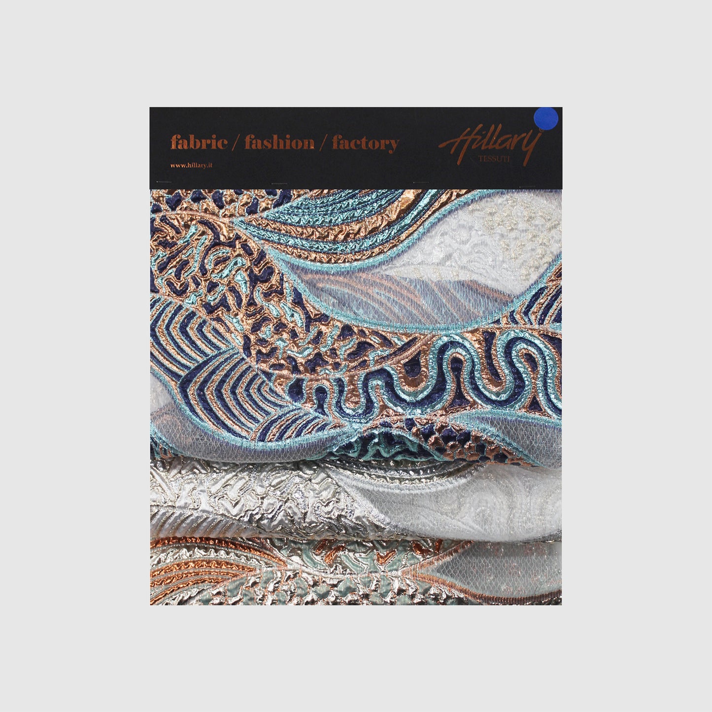 Brocade Fabric with Abstract Waves and Scales Pattern Sample