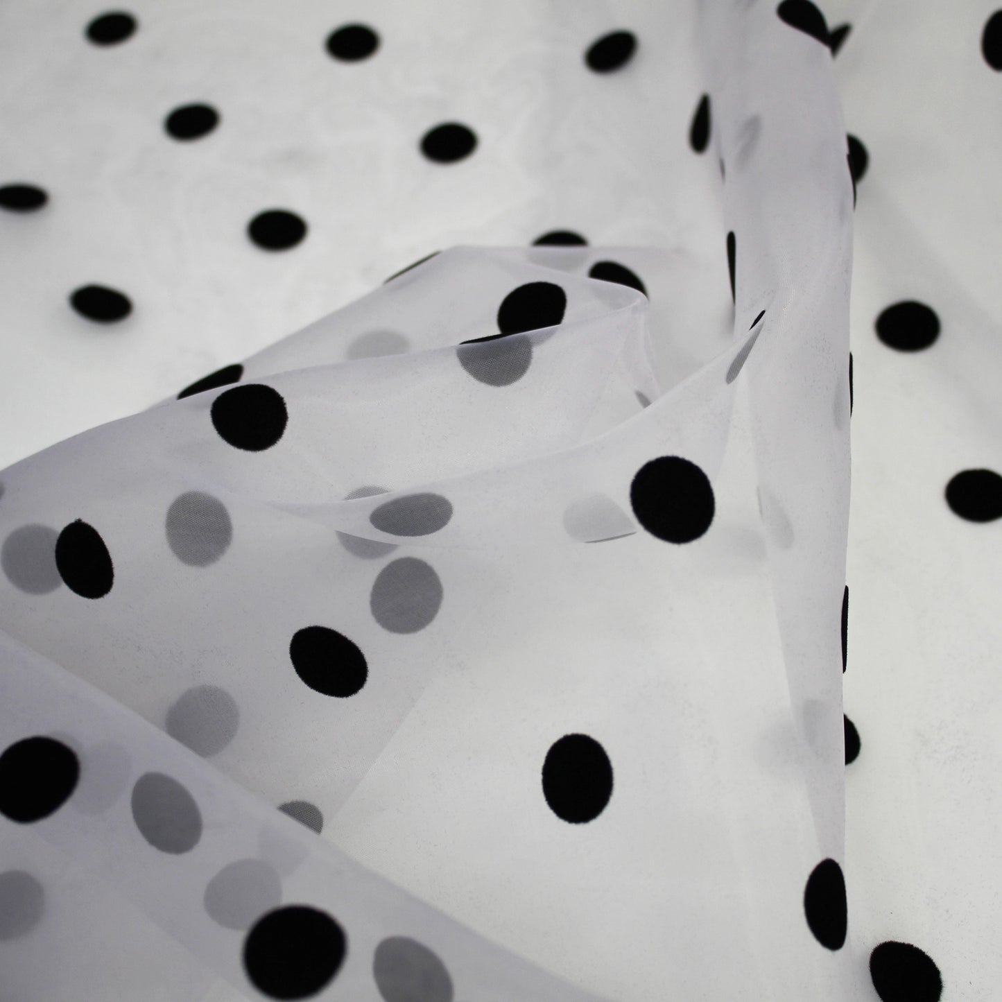 Organza Flock with Large Polka Dots Fabric