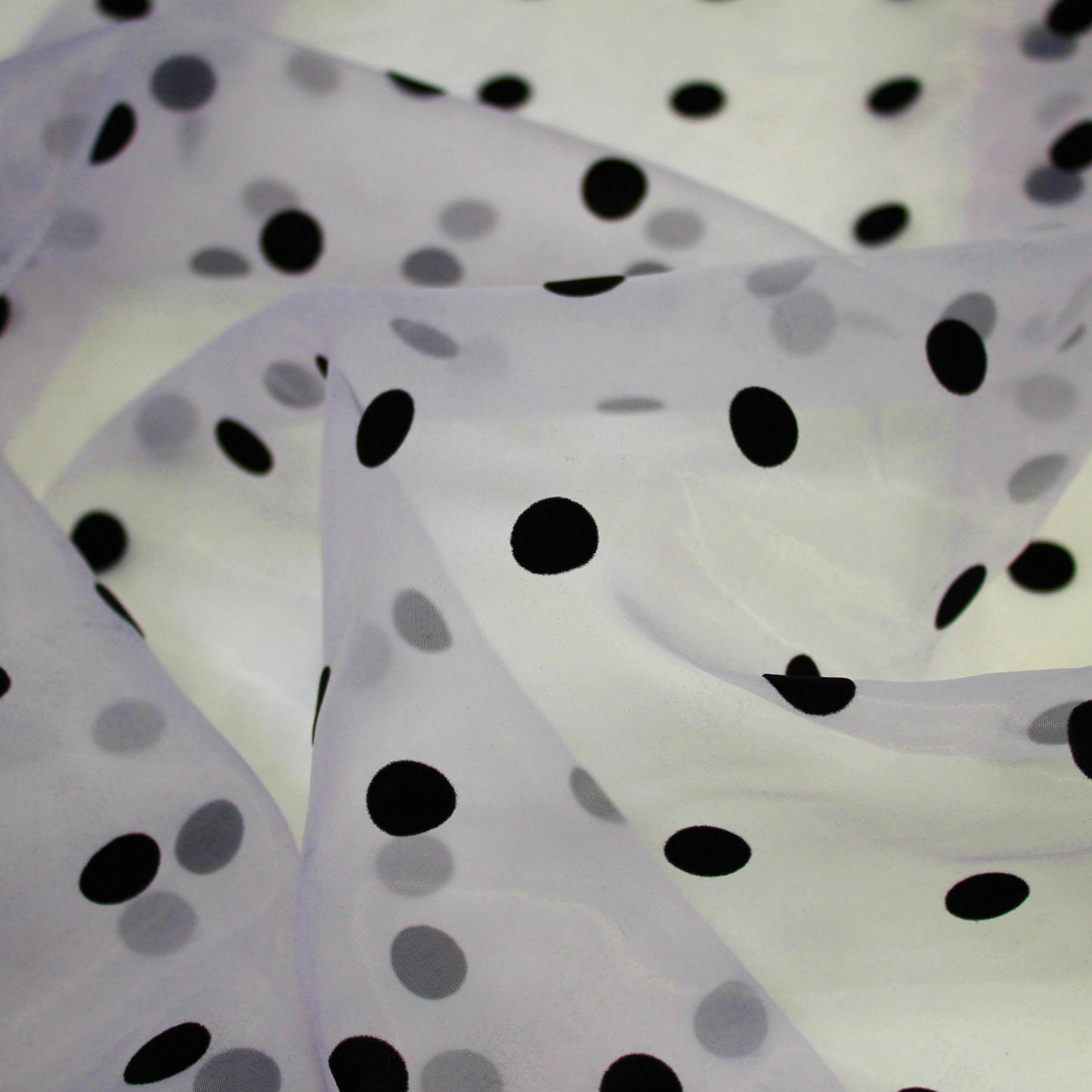 Organza Flock with Large Polka Dots Fabric