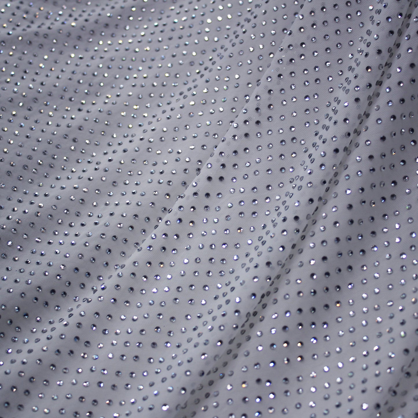 Stretch Embroidered Tulle with Tone-on-Tone Strass, Full Field