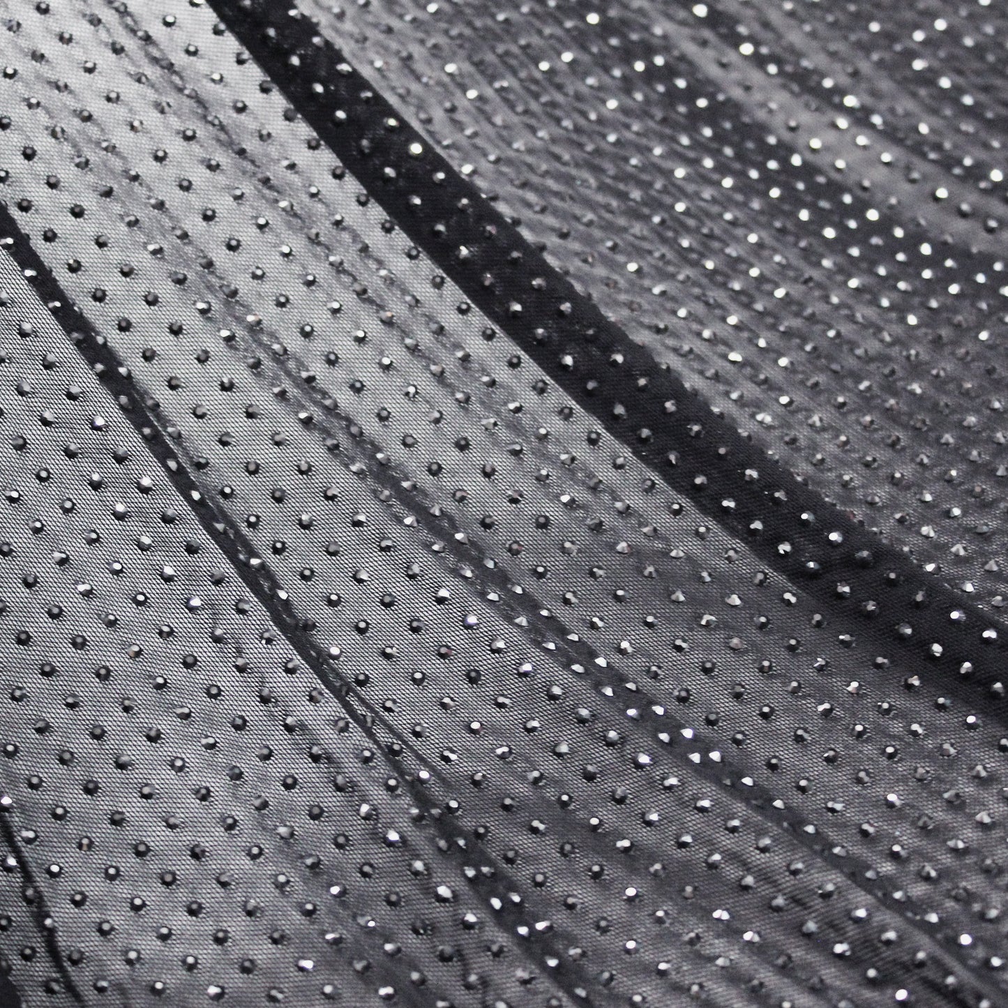Stretch Embroidered Tulle with Tone-on-Tone Strass, Full Field