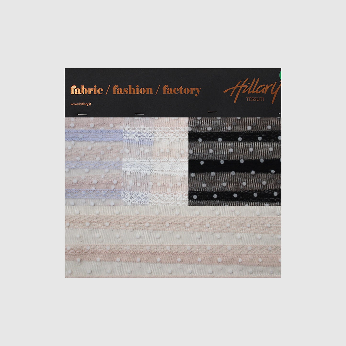 Flock Polka Dot Tulle with Ribbon Effect Embroidery Sample