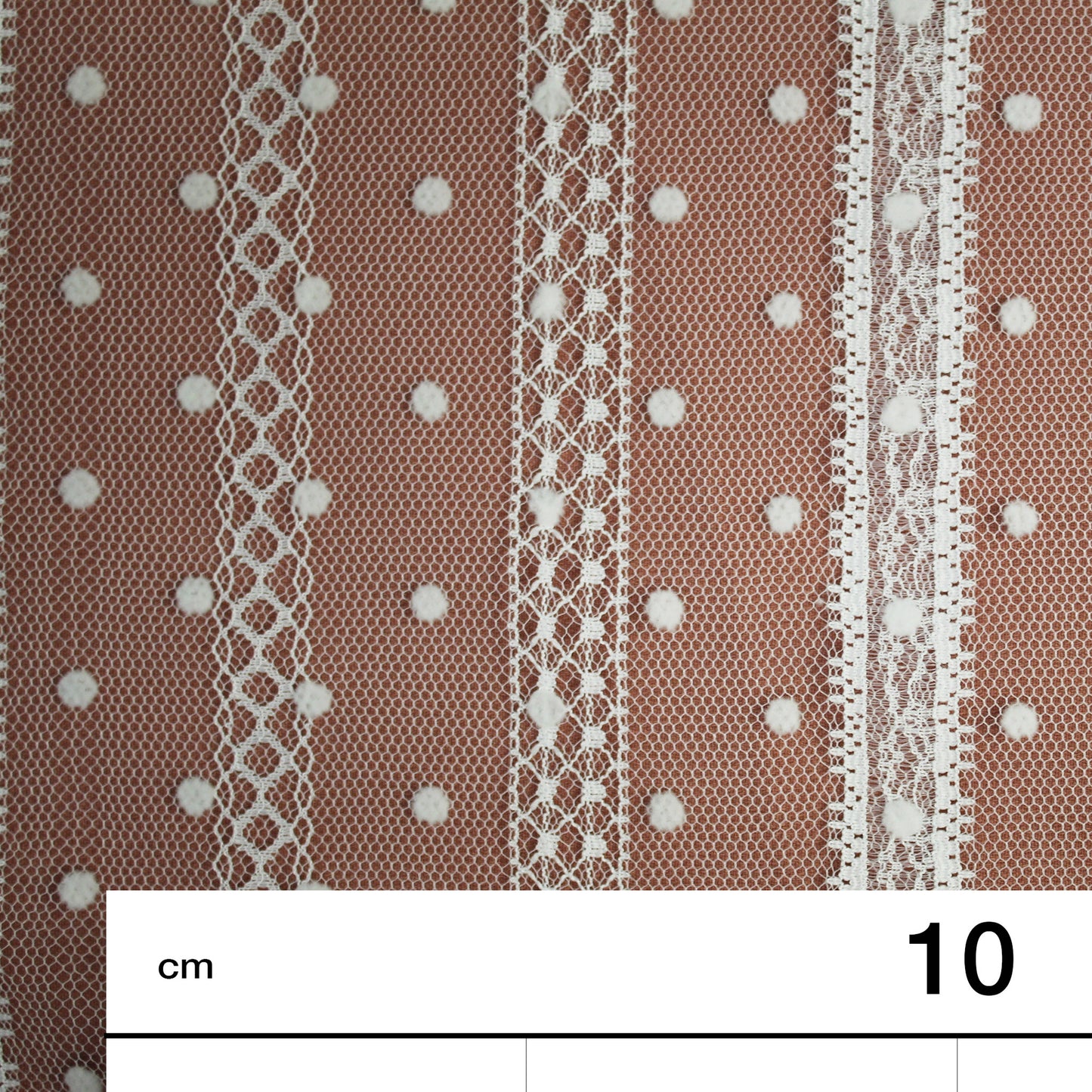 Flock Polka Dot Tulle with Ribbon Effect Embroidery