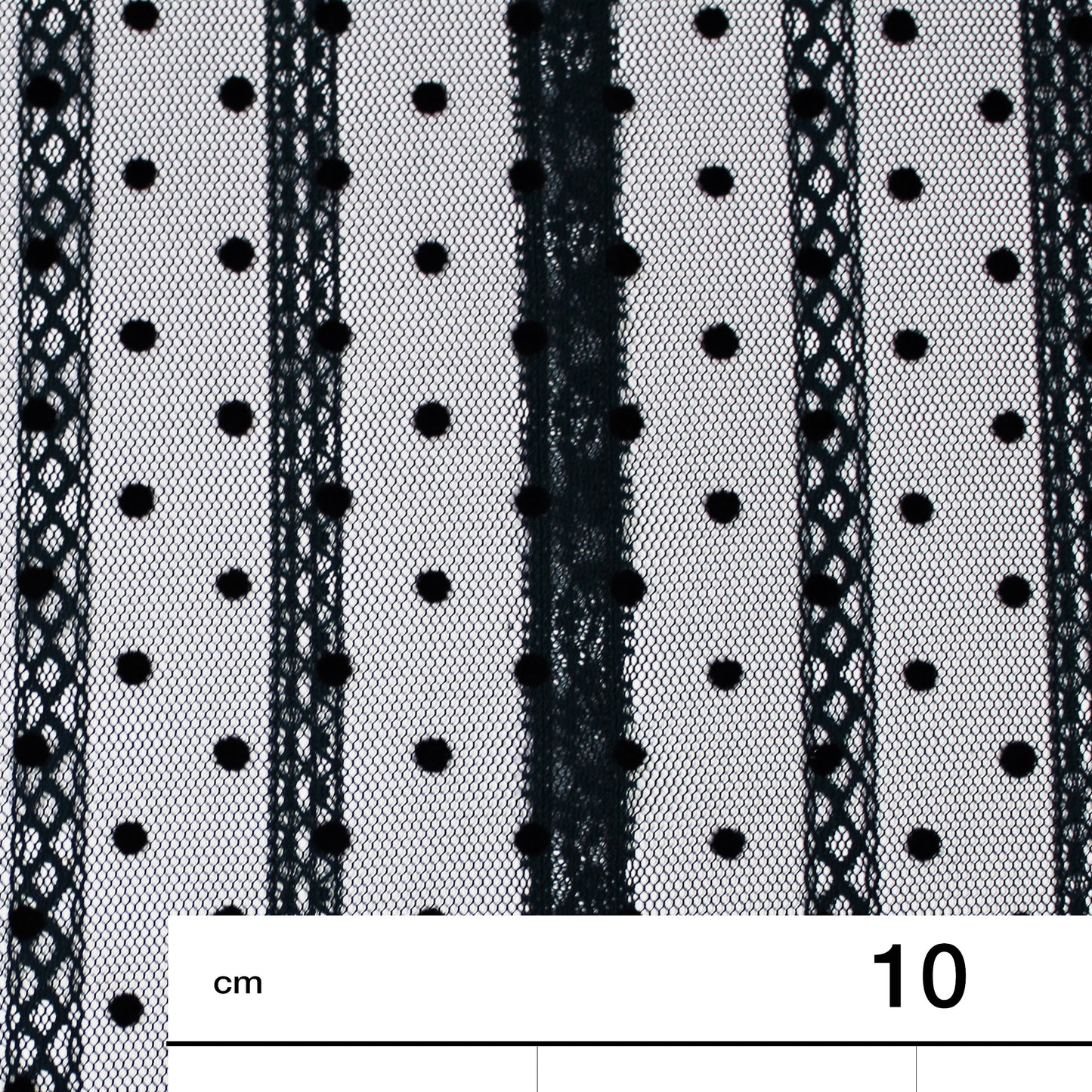 Flock Polka Dot Tulle with Ribbon Effect Embroidery