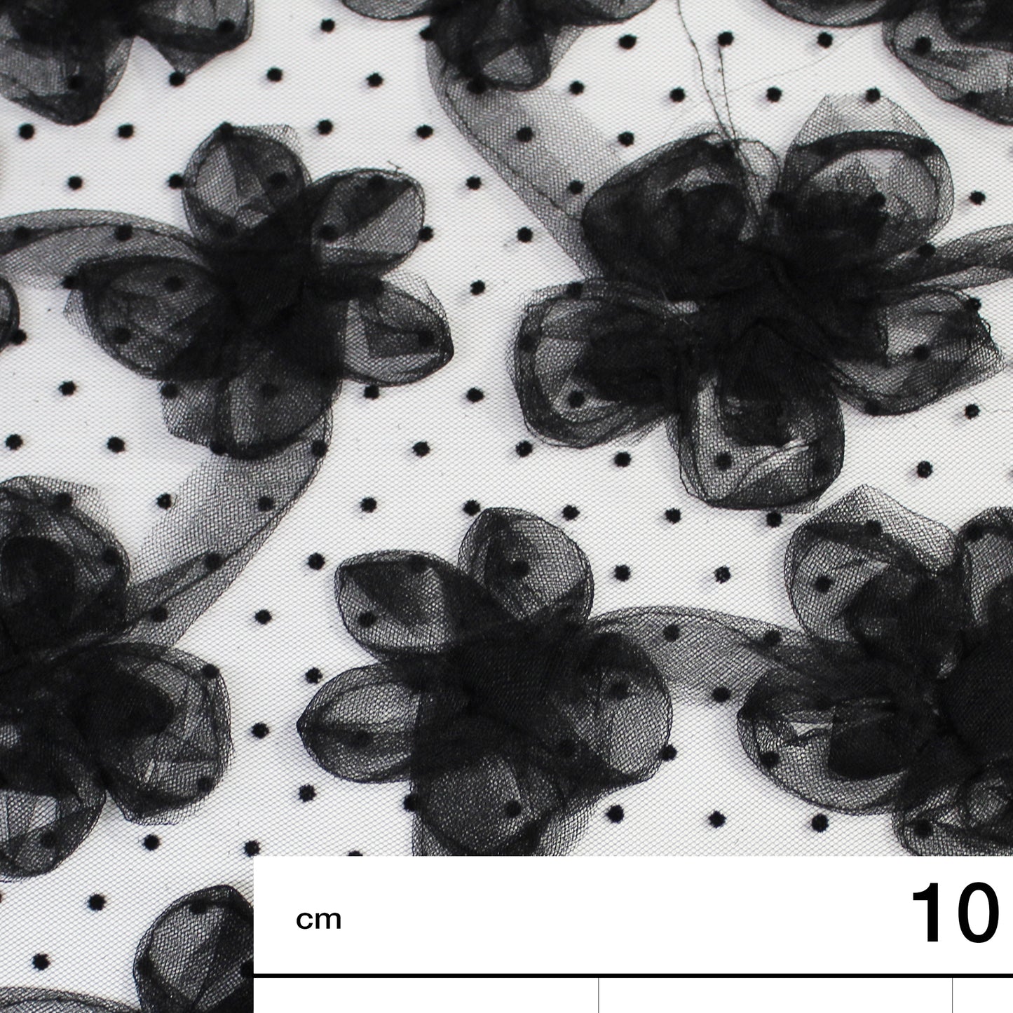 Tulle with Plumetis Dots and 3D Tulle Flowers