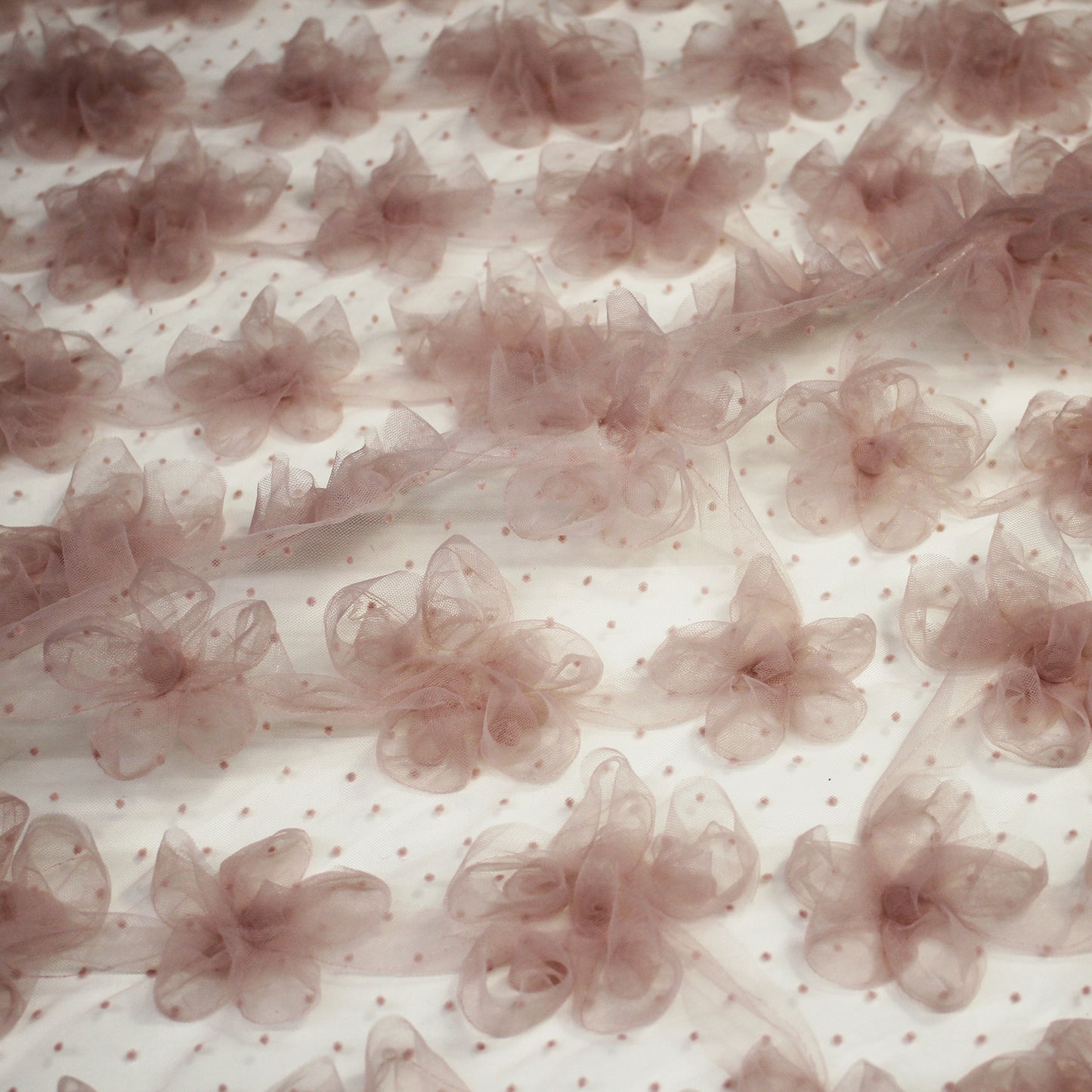 Tulle with Plumetis Dots and 3D Tulle Flowers