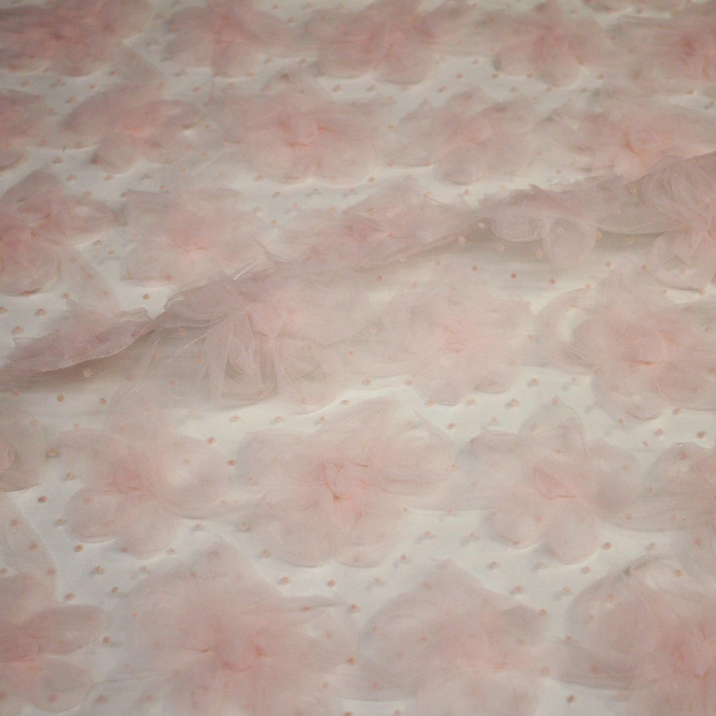 Tulle with Plumetis Dots and 3D Tulle Flowers