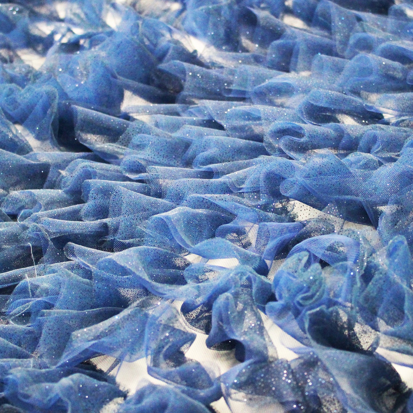 Embroidered Tulle with Glittered Flounces