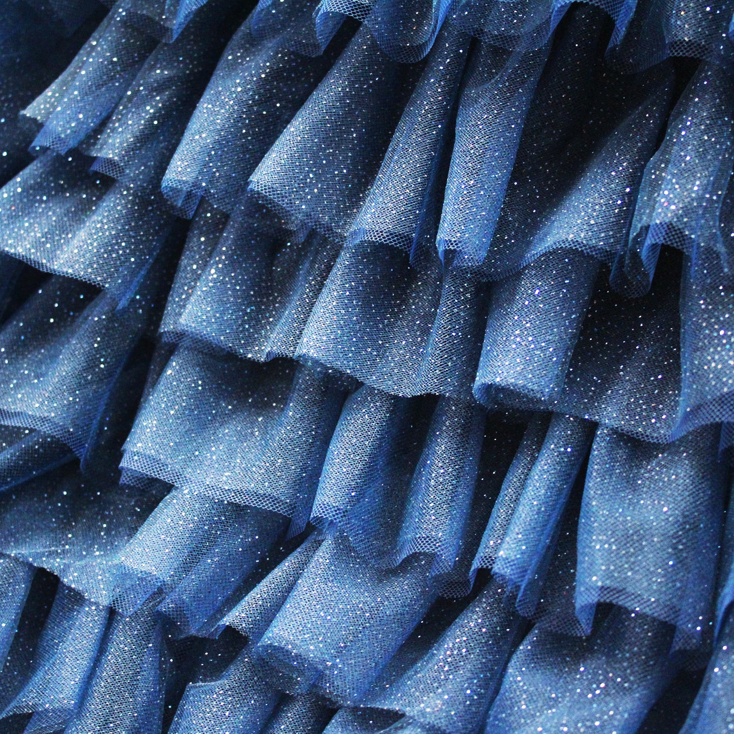 Embroidered Tulle with Glittered Flounces