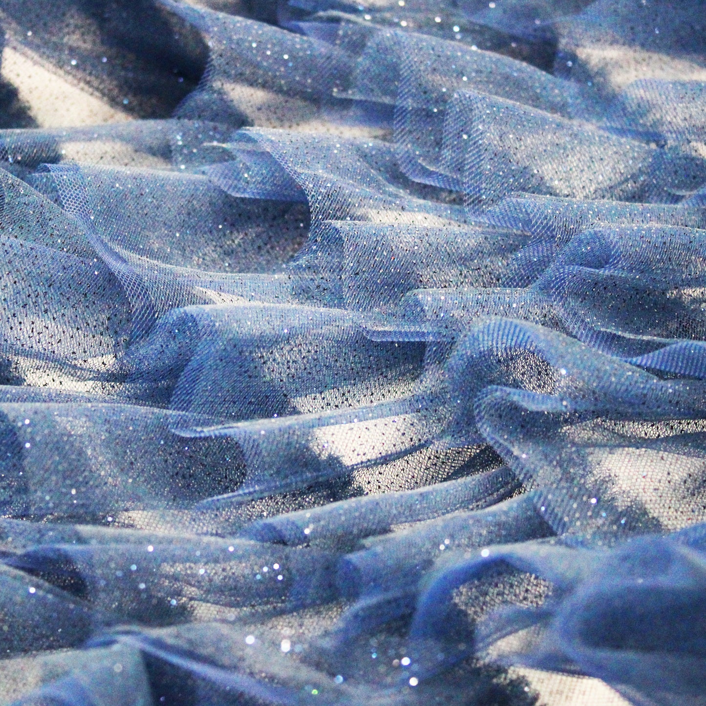 Embroidered Tulle with Glittered Flounces