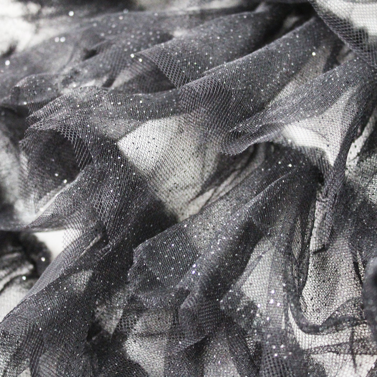 Embroidered Tulle with Glittered Flounces