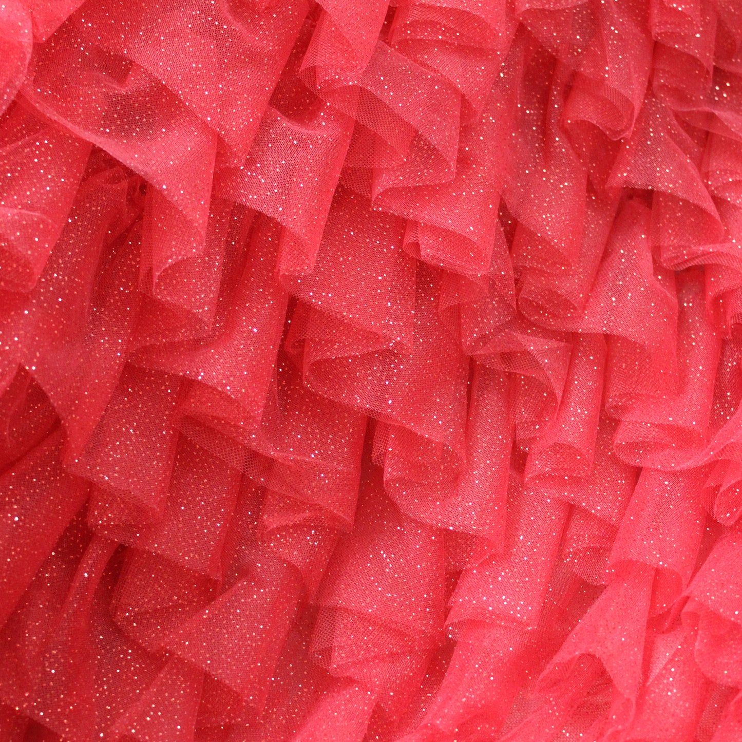 Embroidered Tulle with Glittered Flounces