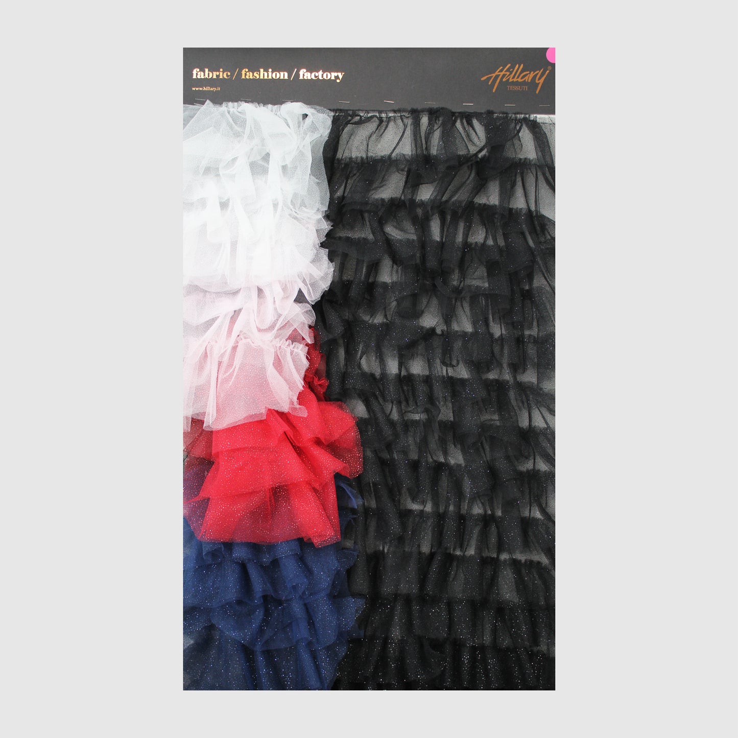 Embroidered Tulle with Glittered Flounces